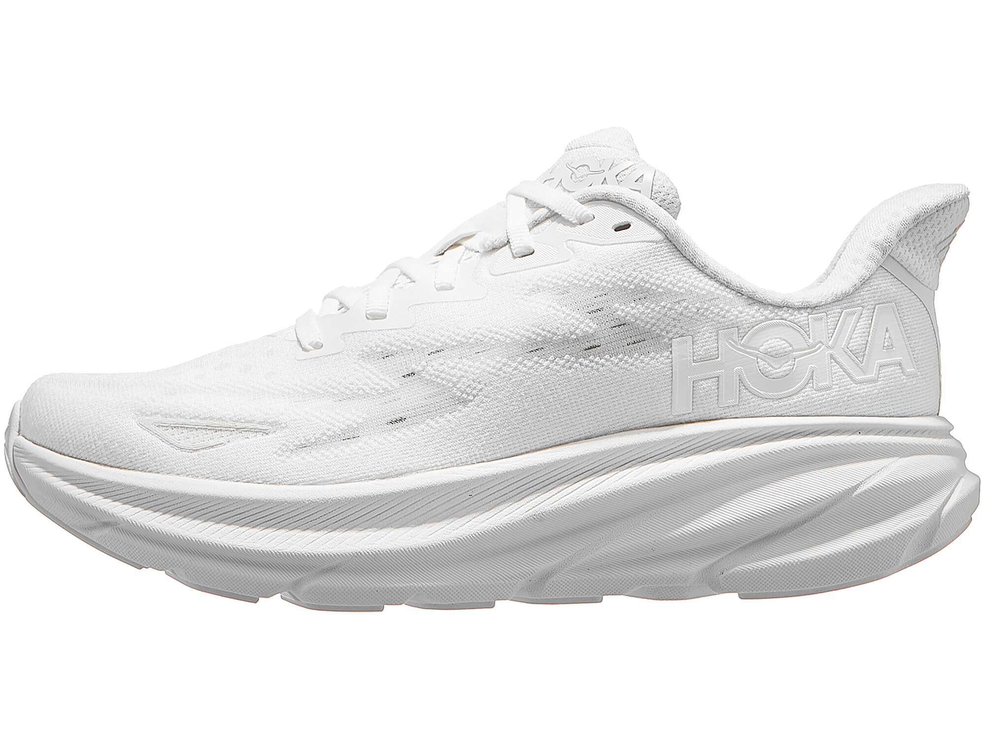 Chaussures Femme HOKA Clifton 9 blanches - LARGE