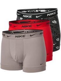 Nike Herren Baumwoll- Stretch Trunk 3er-Pack Print/Braun/Rot