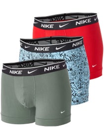 Nike Herren Baumwoll- Stretch Trunk 3er-Pack Print/Rot/Grau