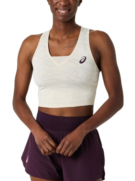 Asics Womens New York Jacquard Crop Tank Beige