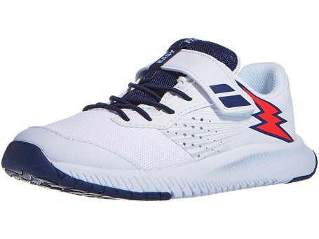 Chaussures Junior Babolat Pulsion Velcro Blanc Bleu TOUTES SURFACES