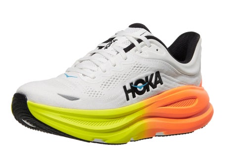 HOKA Bondi 9\Mens Shoes\White/Neon Tangerine