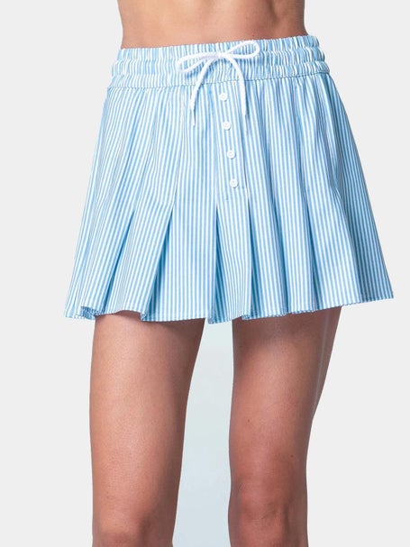 Lucky in Love Womens High Waist Linen Stripe Skirt