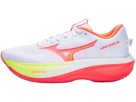 Mizuno Wave Rider 30\Womens Shoes\White/Flamingo Coral