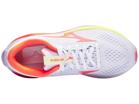 Mizuno Wave Rider 30\Womens Shoes\White/Flamingo Coral