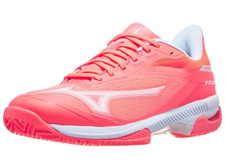 Mizuno Wave Exceed Court SANDPLATZ Damenschuh Koralle Weiß