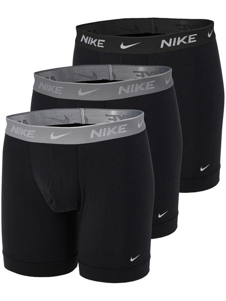 Nike Herren Baumwoll Stretch Boxer Slip 3er Pack Schwarz Grau