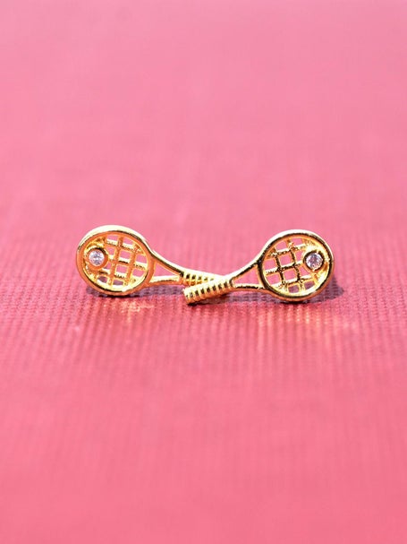 Racquet Inc Tennis Racket Ohrringe Gold