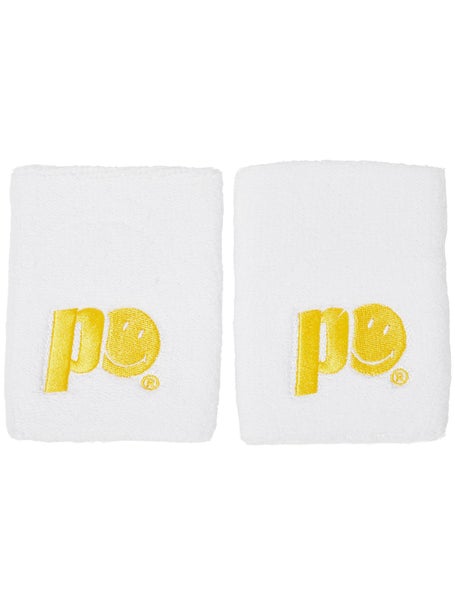 Muñequeras doble anchura Prince x Smiley Blanco